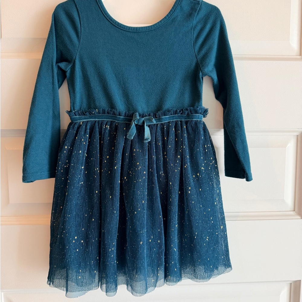Cat & Jack Teal Dress with Glitter Skirt 3T